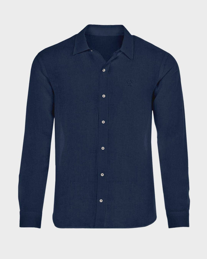 Camicia in lino organico blu navy da uomo