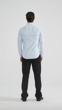 Camicia slim a righe tono su tono color cielo