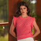 Top traforato in maglia con volant