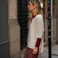 Cardigan bicolore con bottoni a contrasto
