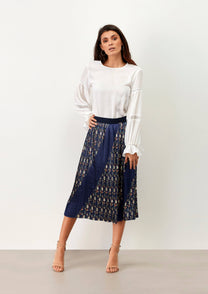 Blusa in raso con inserti in pizzo