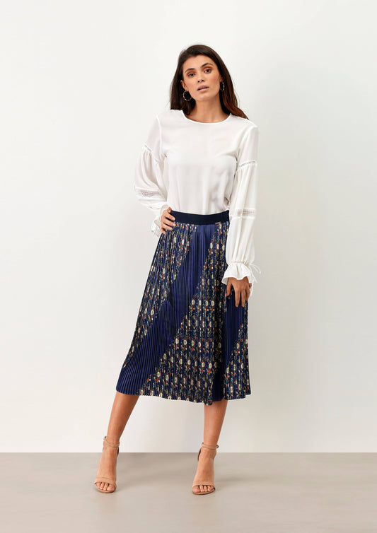 Blusa in raso con inserti in pizzo