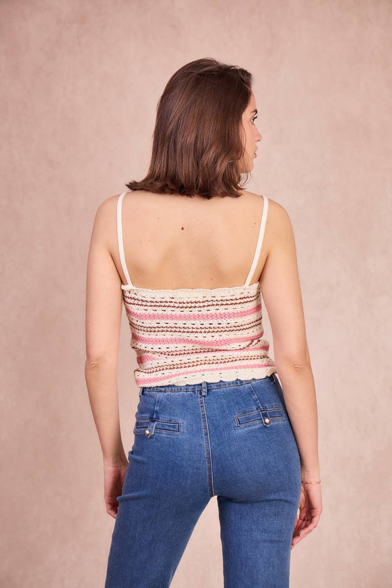 Top crochet NINON in cotone a righe