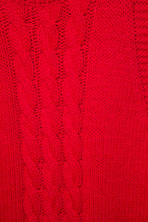 Gilet in maglia strutturata a trecce rosso