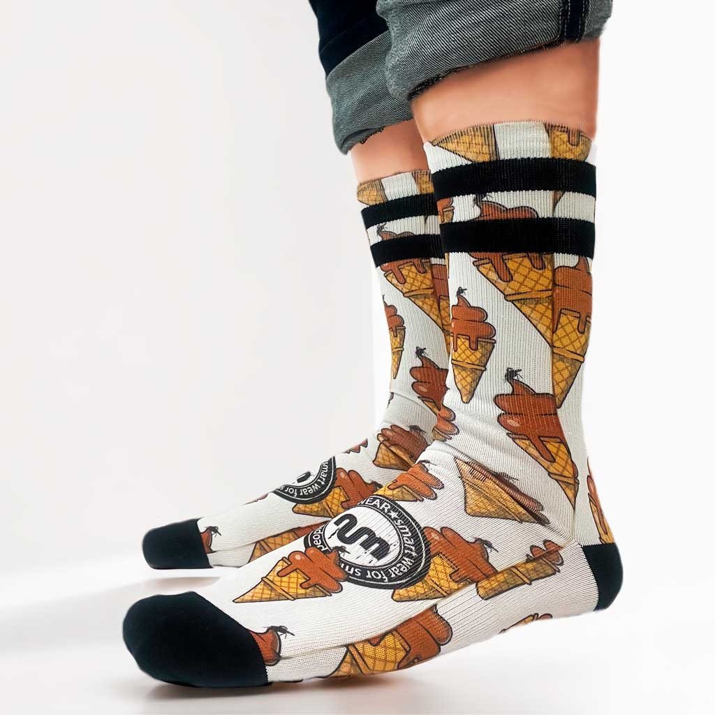 Calzini unisex bianchi con stampa gelati colorati