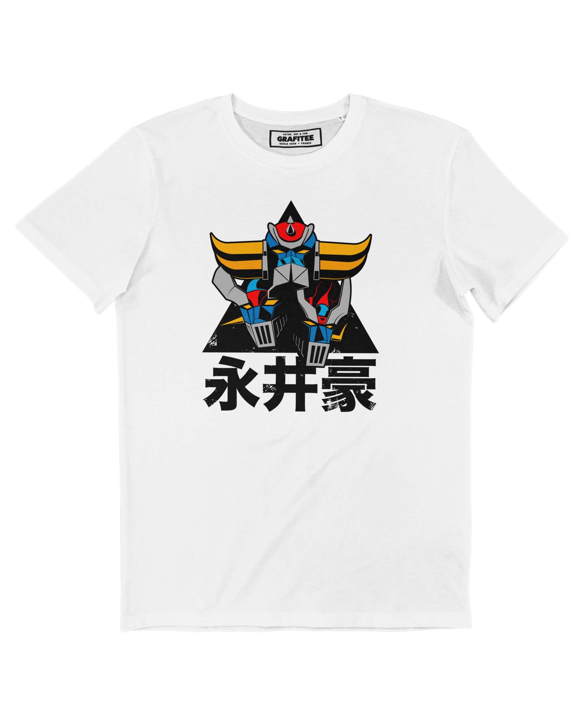 T-shirt unisex bianca con grafica manga Goldorack