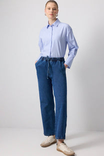 Pantaloni in denim con vita elasticizzata