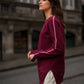 Maglia bordeaux con righe laterali a contrasto