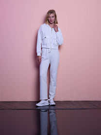 Giacca cropped trapuntata con cappuccio e zip