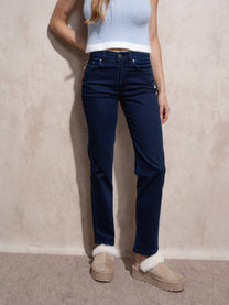 Jeans da donna a vita alta in denim blu