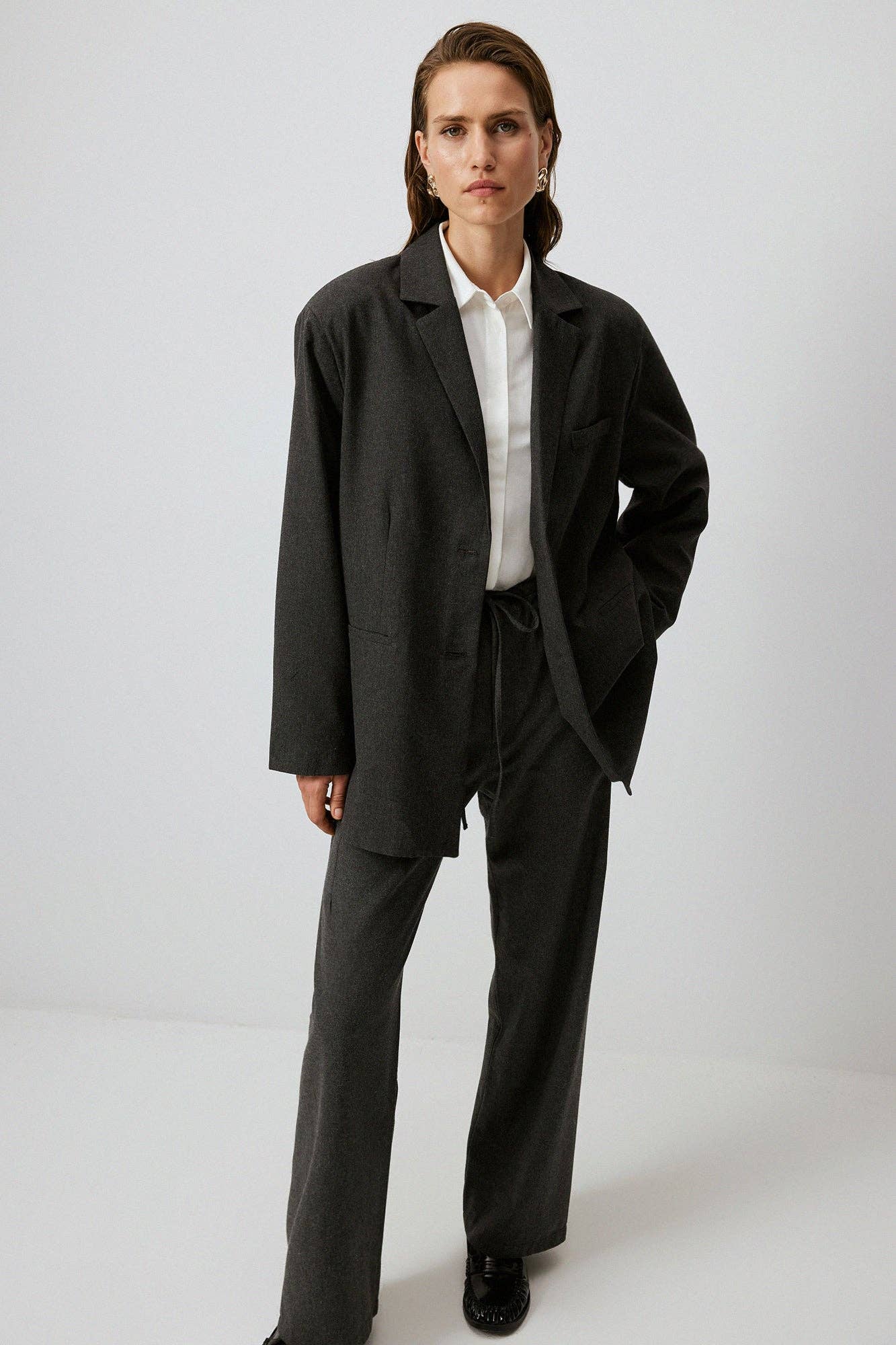 Blazer oversize antracite da donna