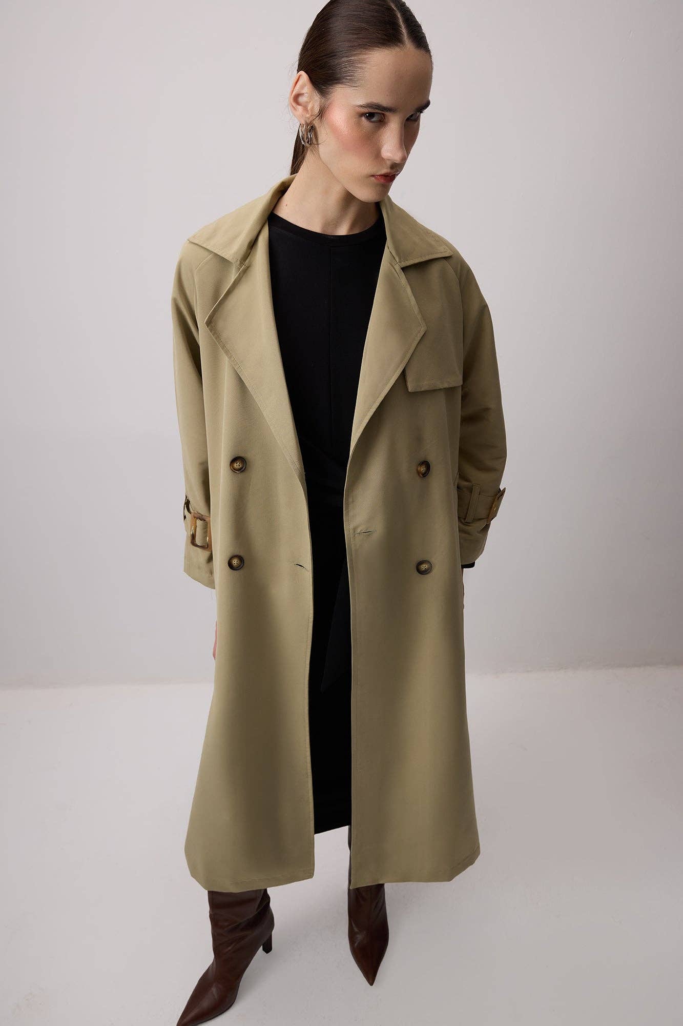 Trench Coat Lungo Maxi con Cintura