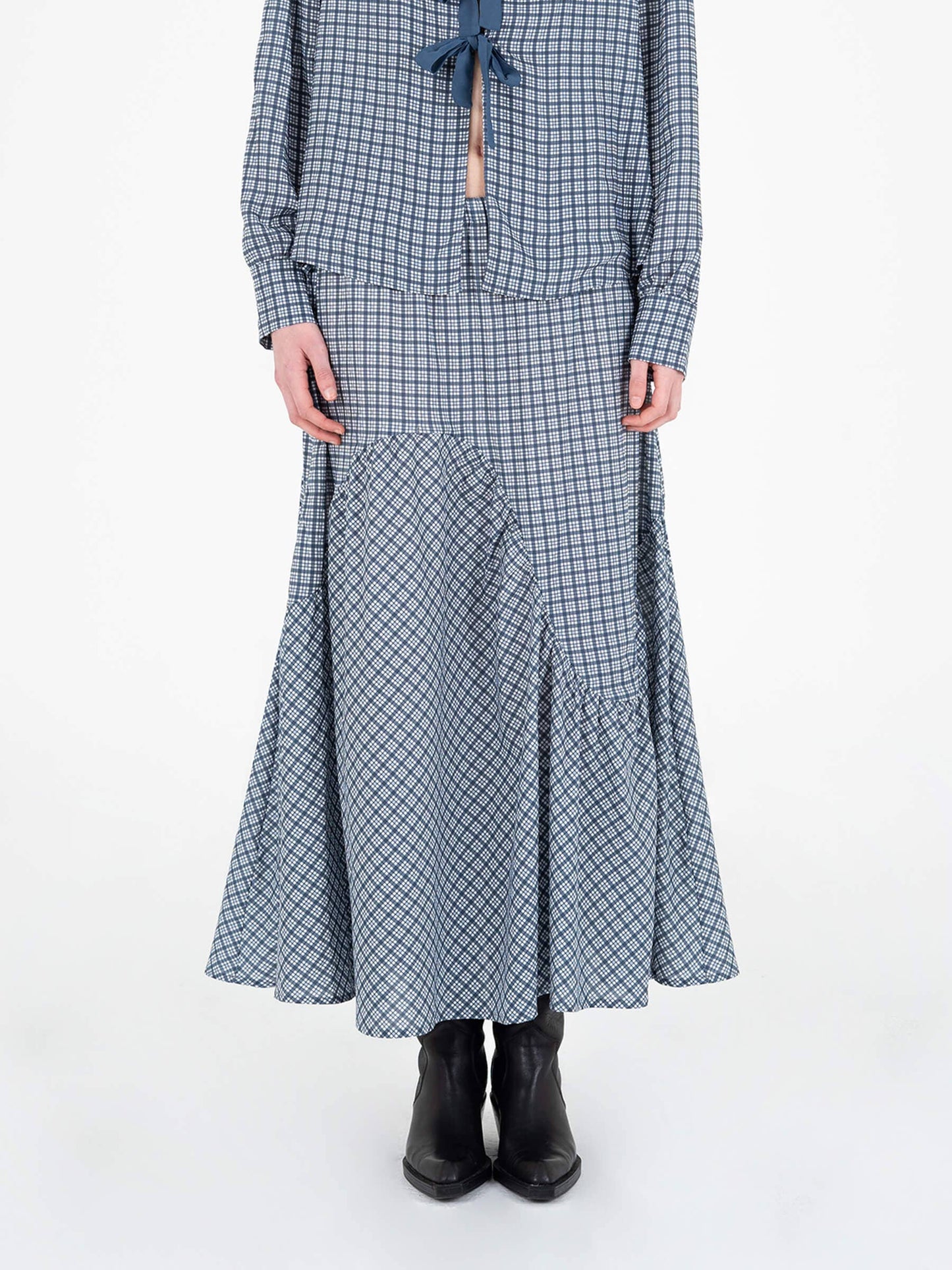 Gonna maxi tartan Nocturne a vita bassa