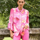 Blusa in viscosa con stampa acquerello fucsia