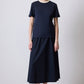 T-shirt donna in cotone con collo a costine blu navy