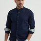 Camicia premium con collo alla coreana blu navy