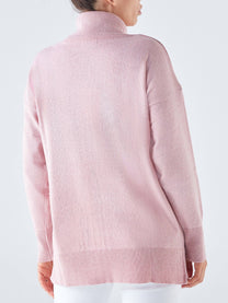 Maglione dolcevita con righe laterali