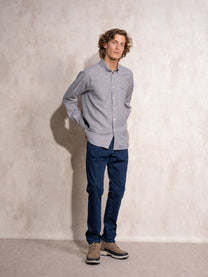 Camicia da uomo in cotone misto a microquadri