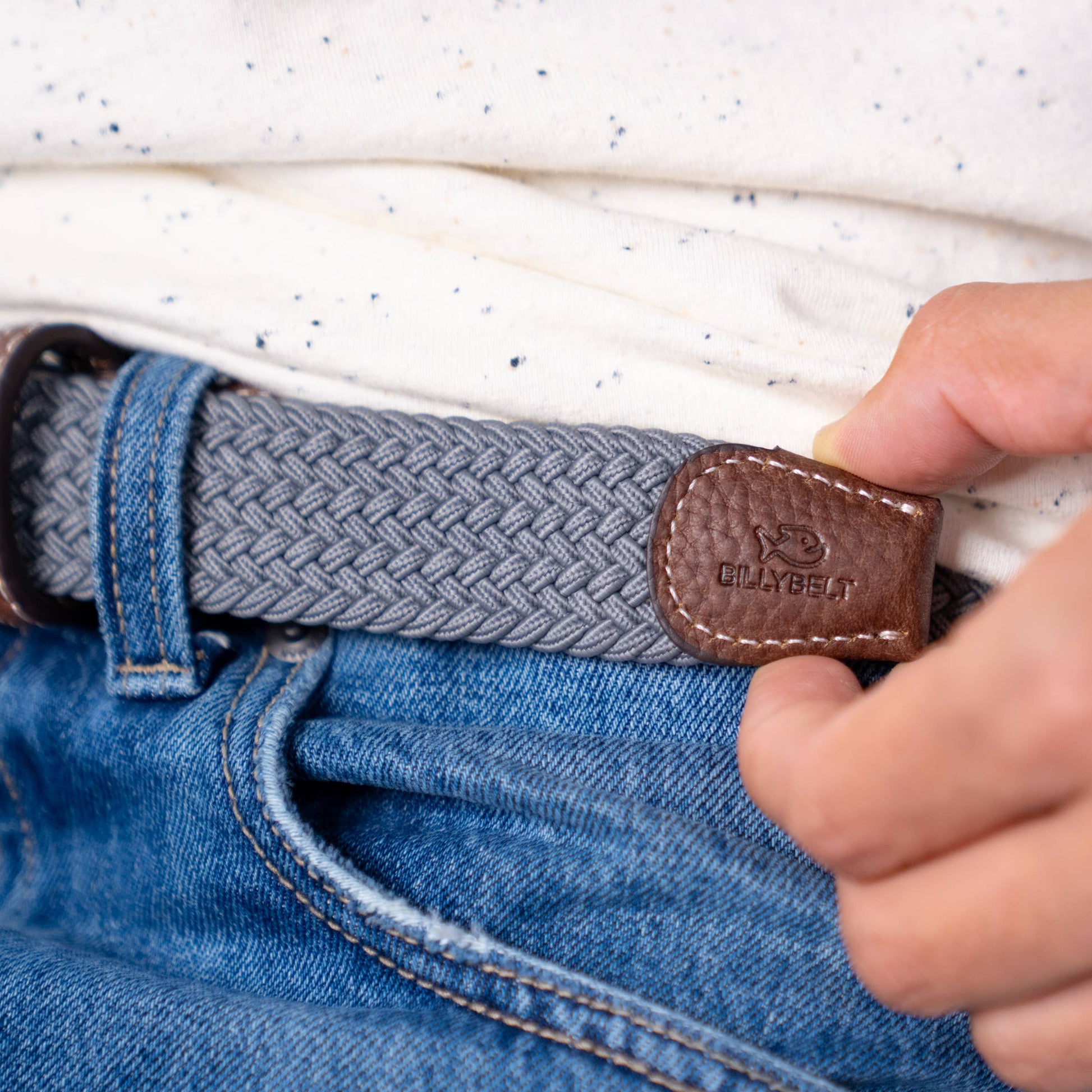 Cintura elasticizzata intrecciata grigio freddo