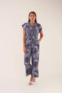 Tuta jumpsuit stampata con cintura