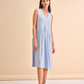 Abito midi smanicato con scollo a V