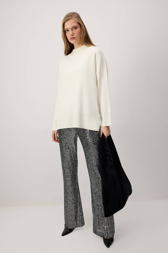 Pantaloni a gamba larga con paillettes