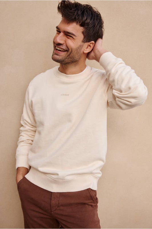 Felpa girocollo Marco color latte