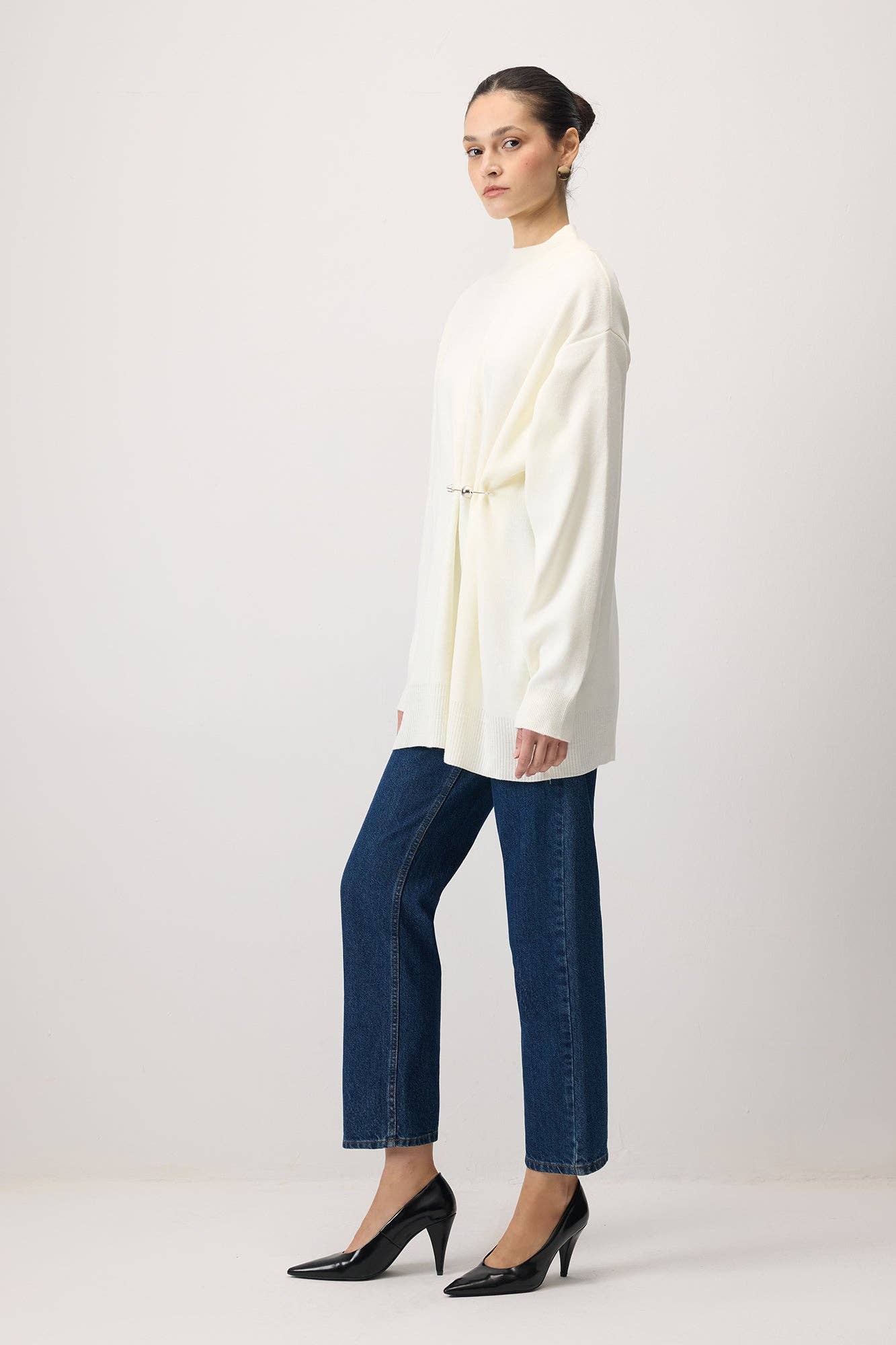 Tunica in maglia con accessorio metallico