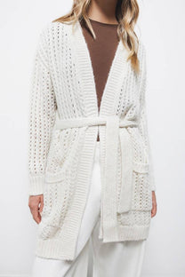 Cardigan in maglia strutturata con cintura