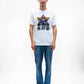T-shirt unisex bianca con grafica manga Goldorack