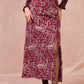 Gonna lunga boho bordeaux con spacco laterale