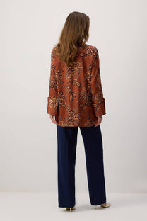 Camicia lunga in raso fantasia floreale