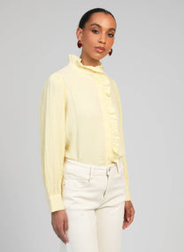Camicia con rouches e collo alto