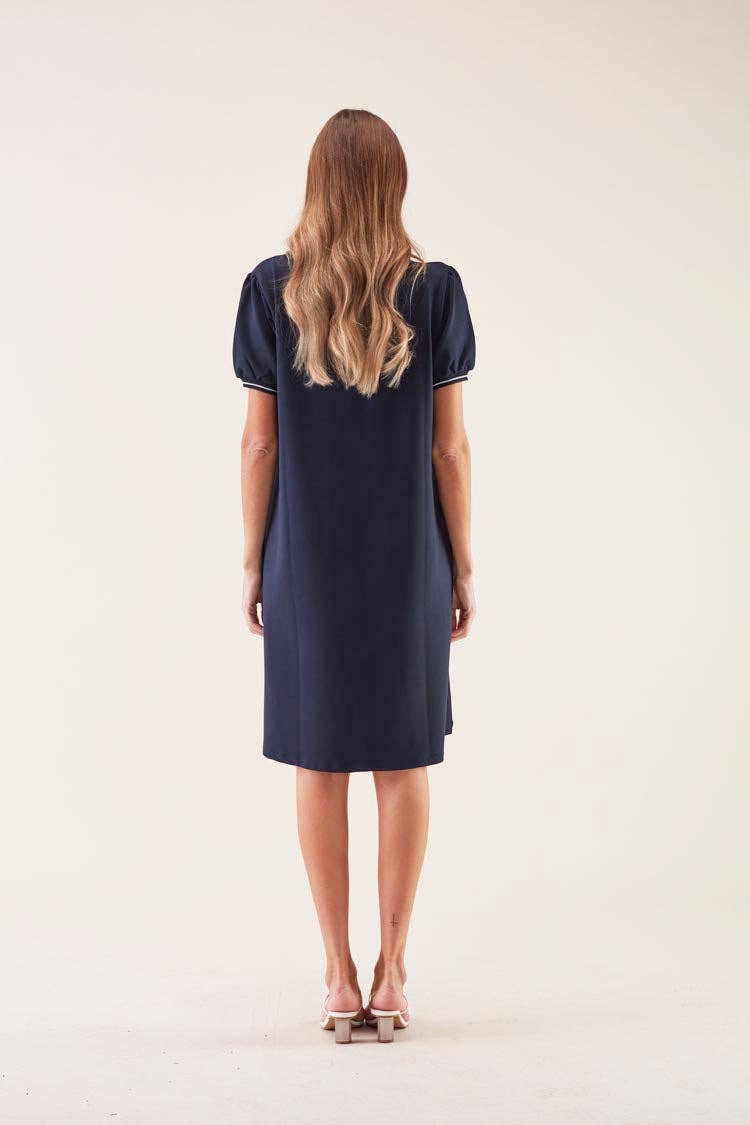 Abito in maglia di cotone con maniche a volant