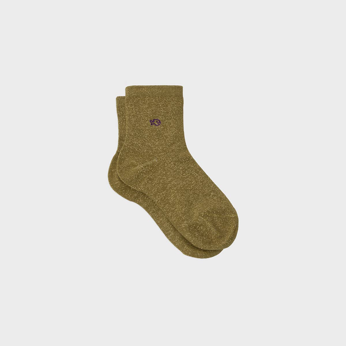 Calze alla caviglia glitter verde oliva in cotone pettinato