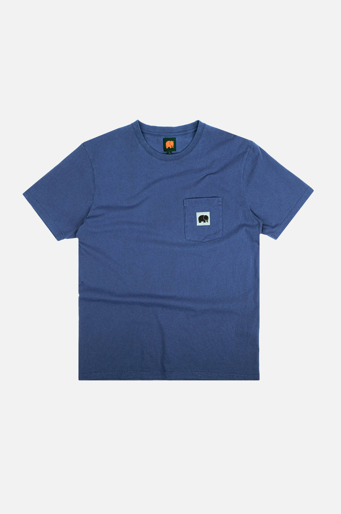 T-shirt in cotone biologico tinta in pigmento blu acqua profonda