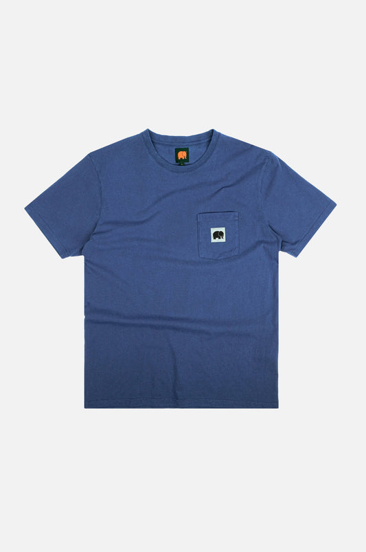 T-shirt in cotone biologico tinta in pigmento blu acqua profonda