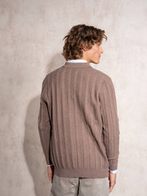 Maglione polo da uomo a coste con zip