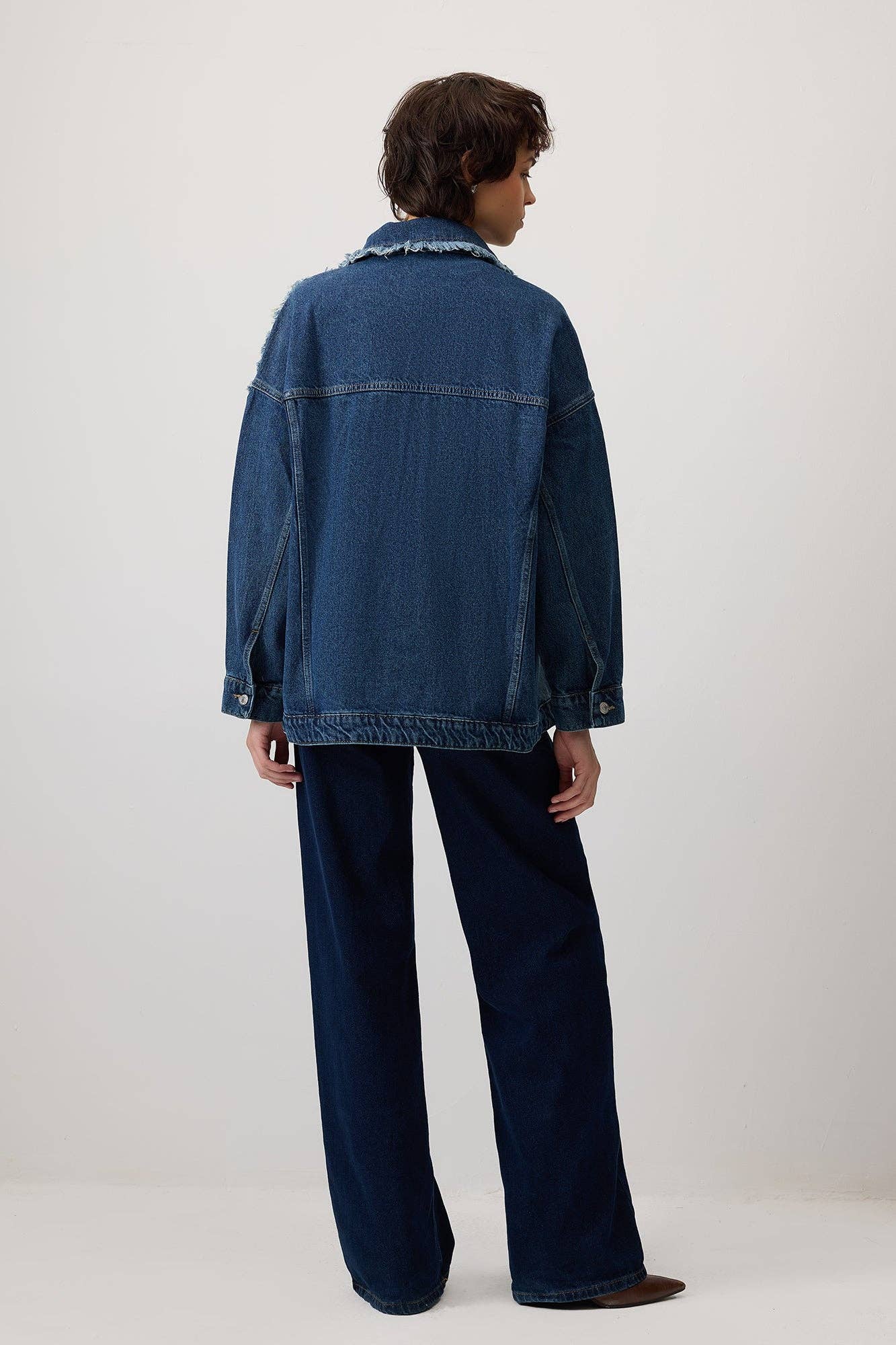Giacca di jeans oversize con frange