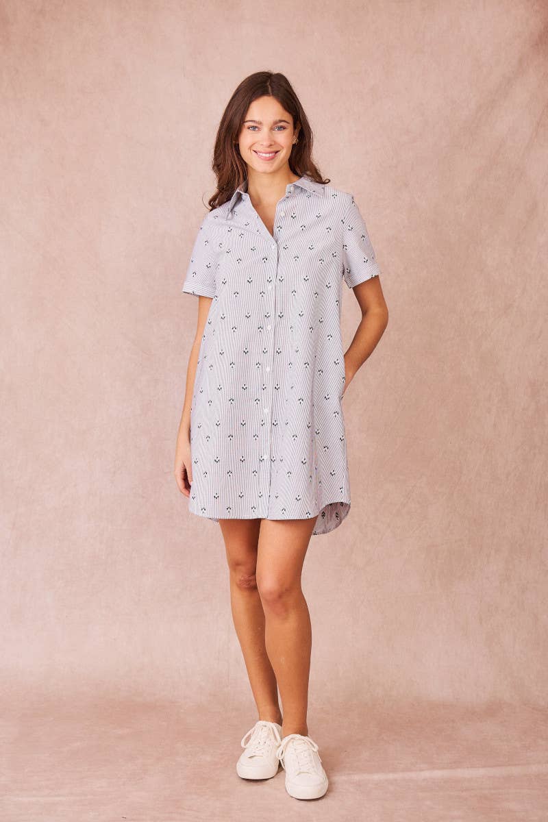 Erica abito camicia ricamato in cotone