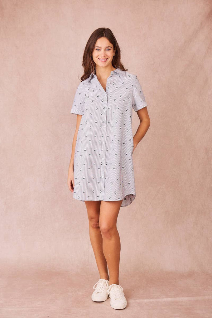 Erica abito camicia ricamato in cotone