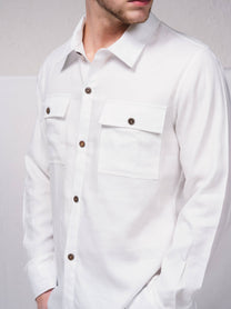 Camicia uomo in misto lino con doppie tasche