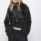 Cappotto in maglia con colletto in ecopelliccia