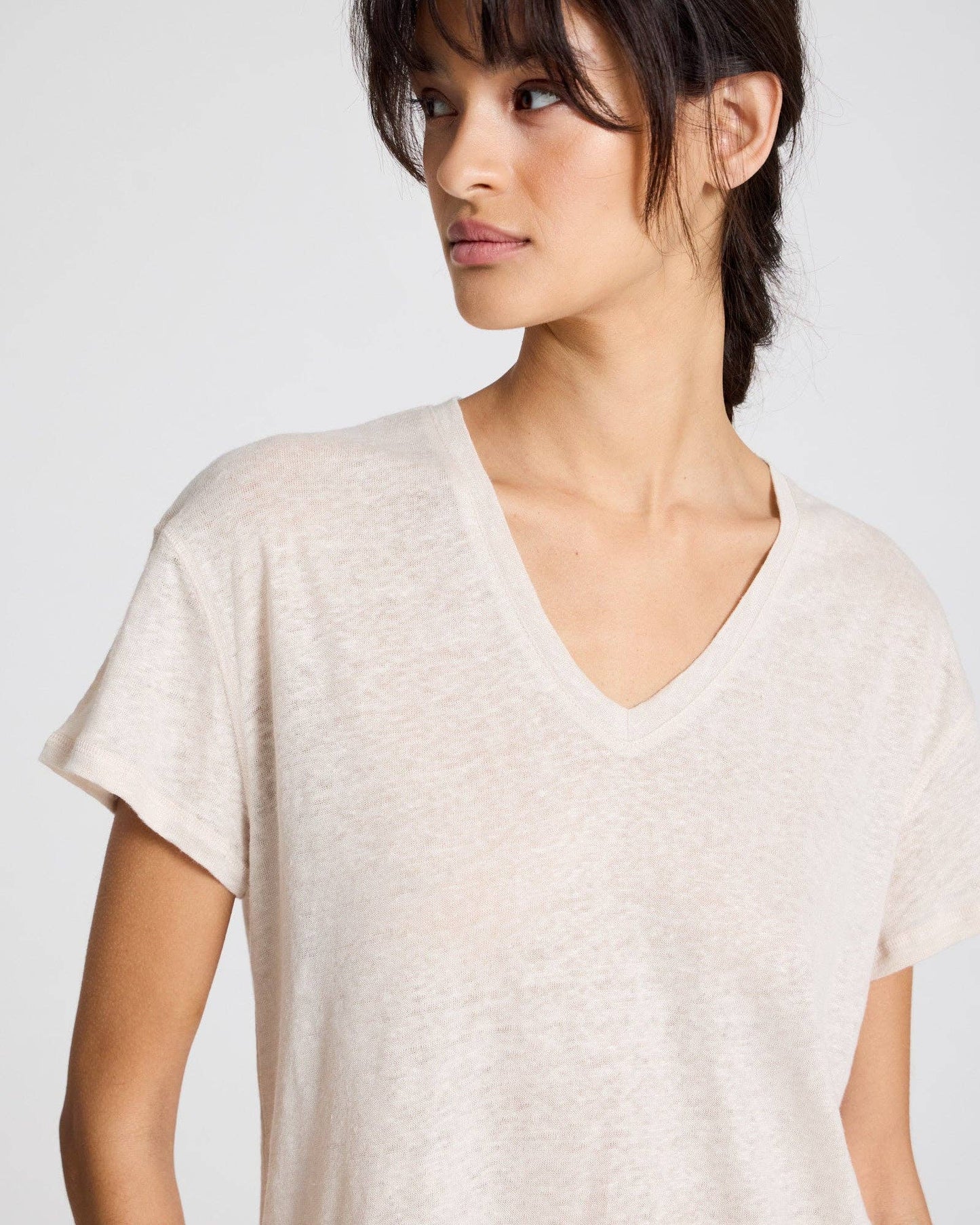 T-shirt in lino Simone grigio antico