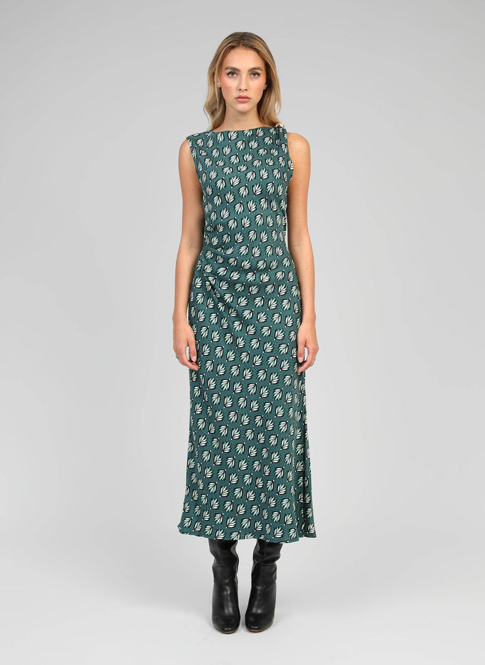 Abito midi verde Mirkala con stampa