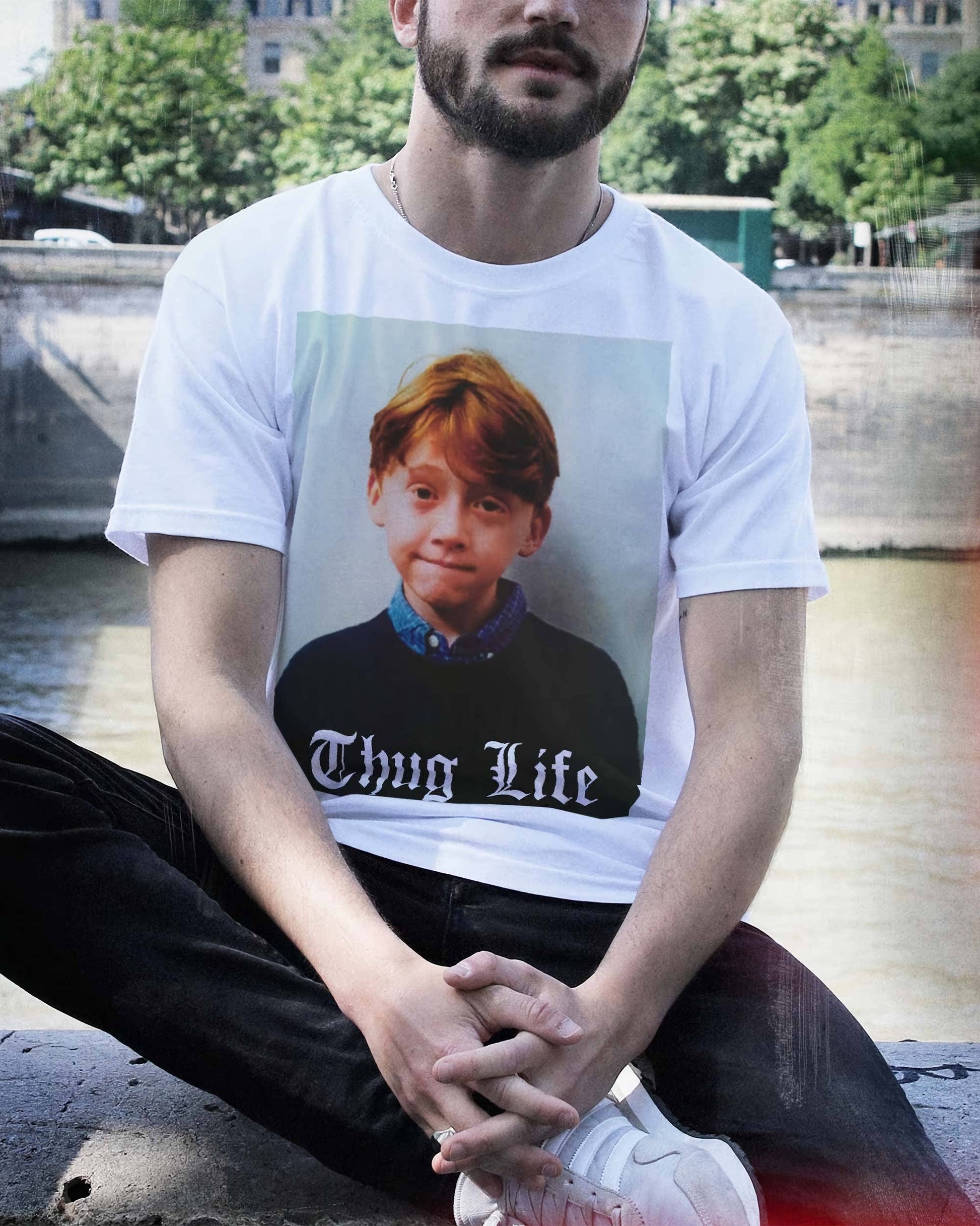 T-shirt unisex Thug Life con stampa foto vintage