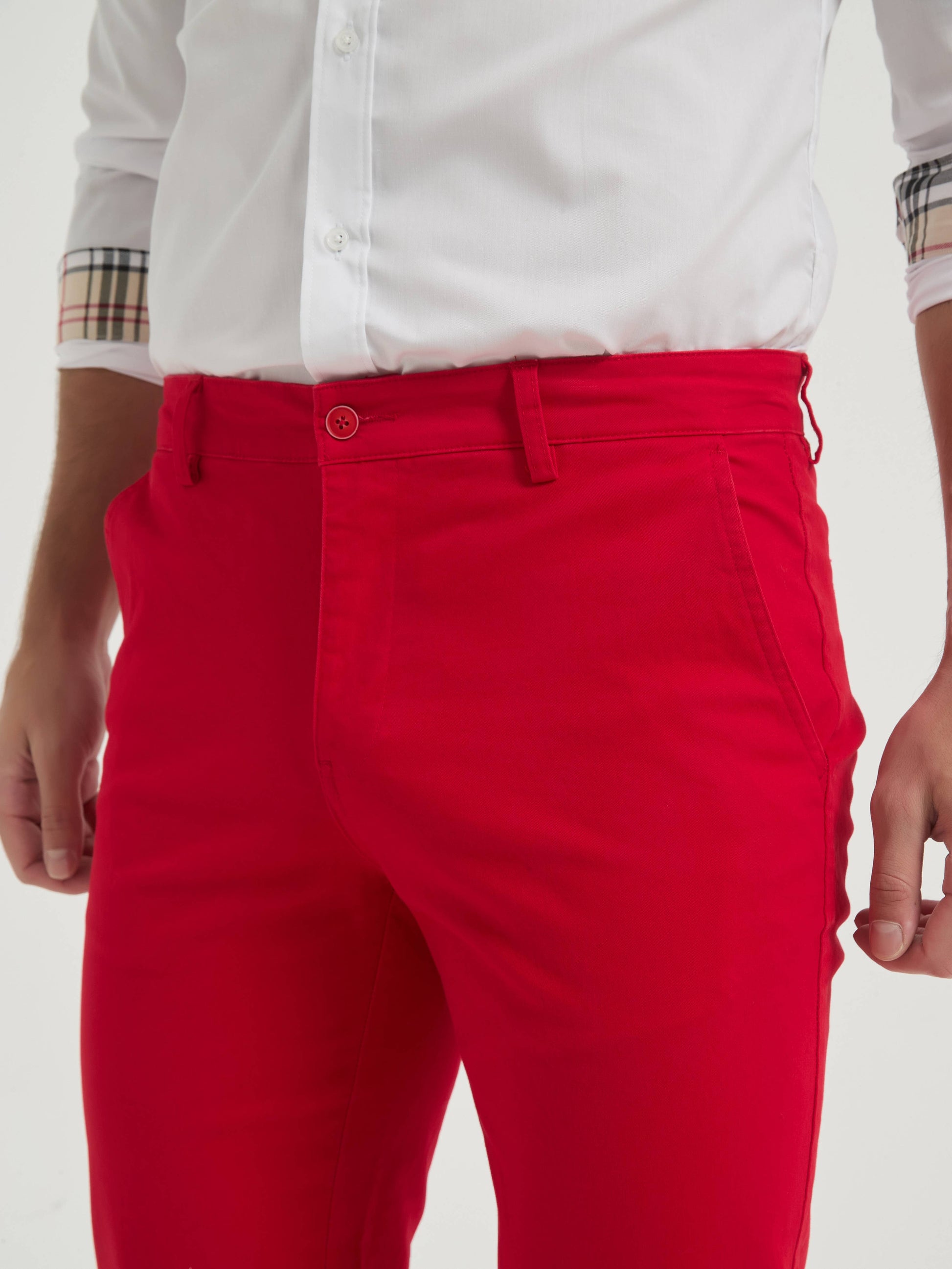 Pantaloni chino elasticizzati rossi da uomo
