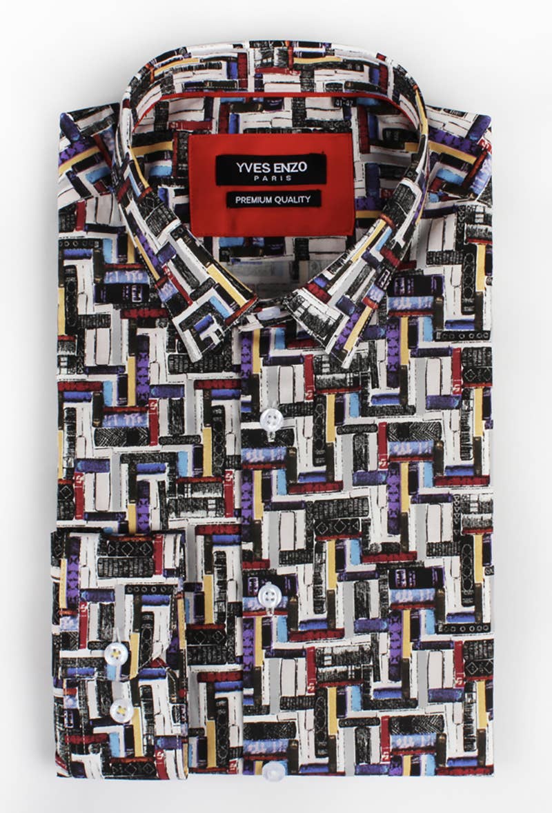 Camicia slim fit elasticizzata con stampa geometrica Skyview