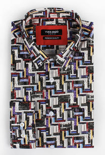 Camicia slim fit elasticizzata con stampa geometrica Skyview