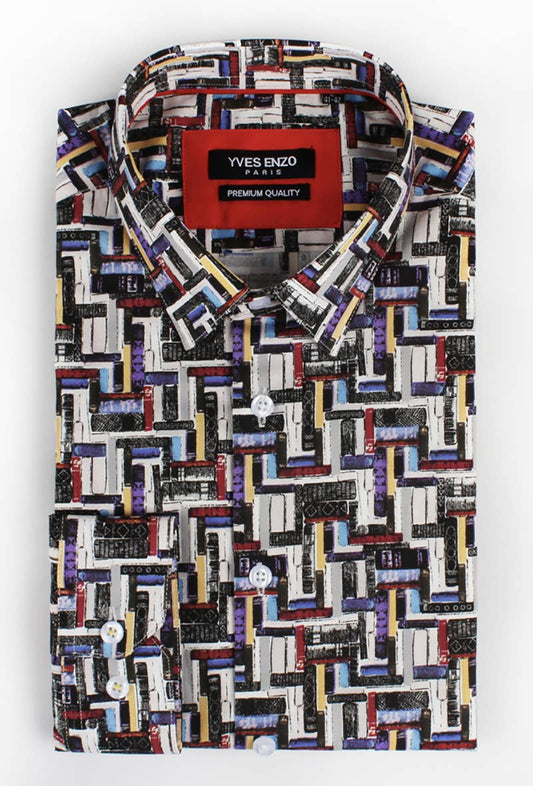 Camicia slim fit elasticizzata con stampa geometrica Skyview